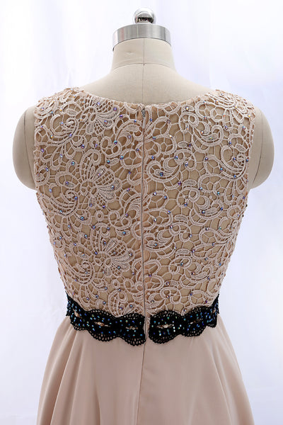 MACloth Straps O Neck Lace Chiffon Vintage Wedding Party Dress Cocktail Formal Dress