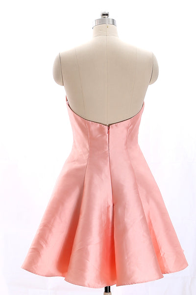 MACloth Strapless Sweetheart Short Bridesmaid Dress Coral Wedding Party Dress