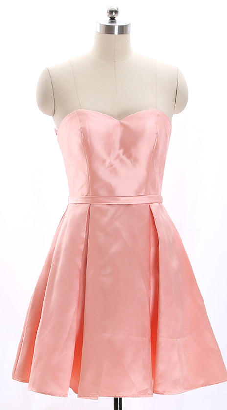 MACloth Strapless Sweetheart Short Bridesmaid Dress Coral Wedding Party Dress