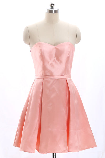 MACloth Strapless Sweetheart Short Bridesmaid Dress Coral Wedding Party Dress