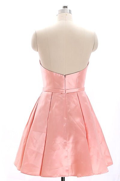 MACloth Strapless Sweetheart Short Bridesmaid Dress Coral Wedding Party Dress