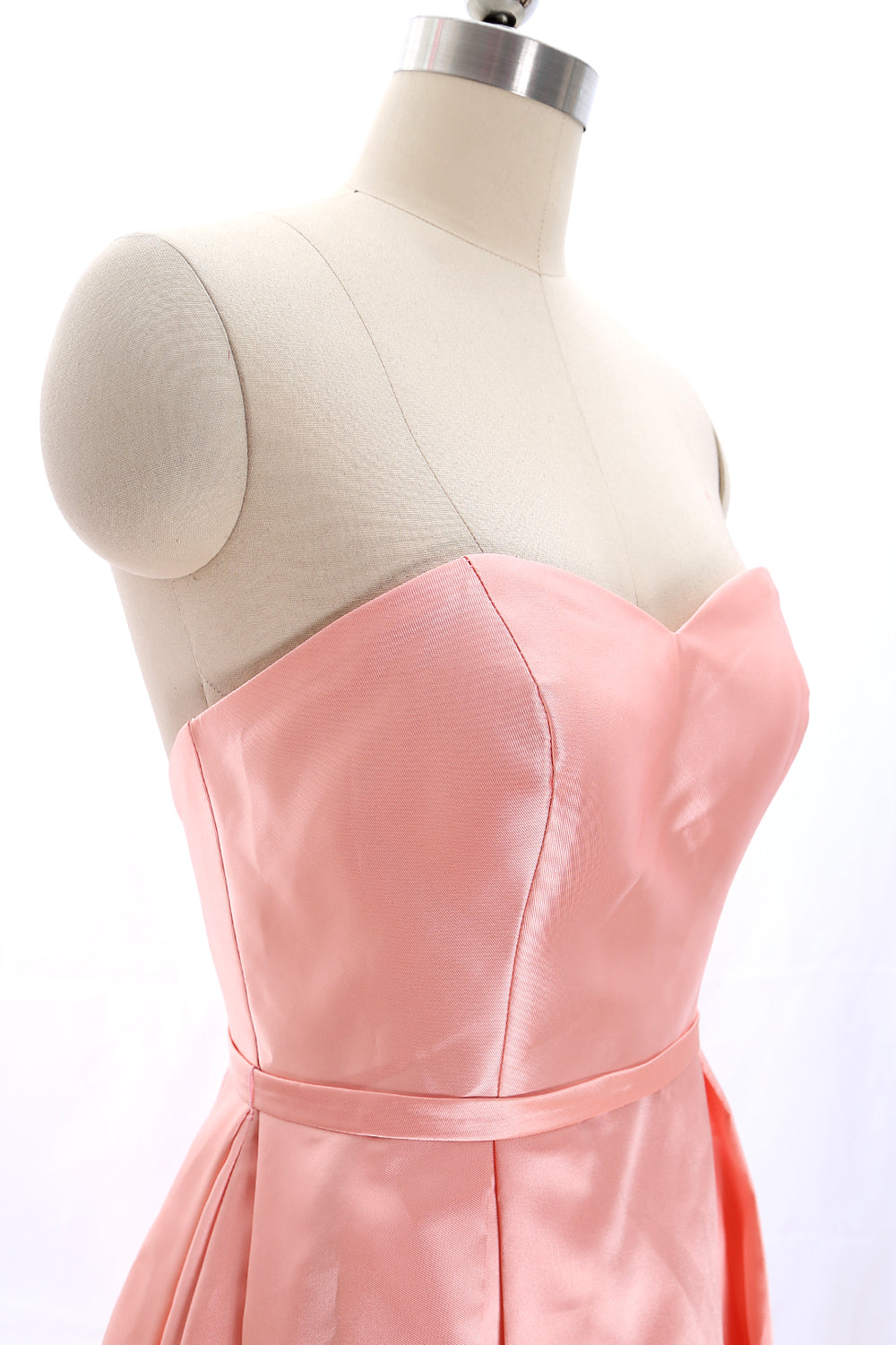 Vestido de dama de honor corto con escote en forma de corazón y sin tirantes de MACloth, vestido de fiesta de boda en color coral