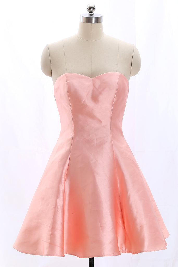 MACloth Strapless Sweetheart Short Bridesmaid Dress Coral Wedding Party Dress