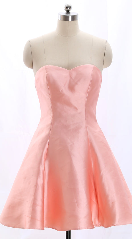 MACloth Strapless Sweetheart Short Bridesmaid Dress Coral Wedding Party Dress