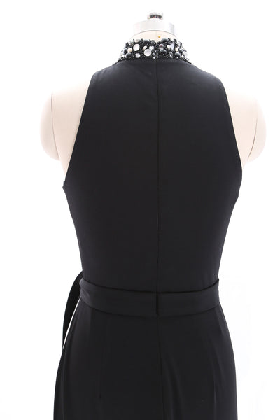 MACloth High Neck Jersey Black Formal Evening Gown Sheath Long Prom Dress