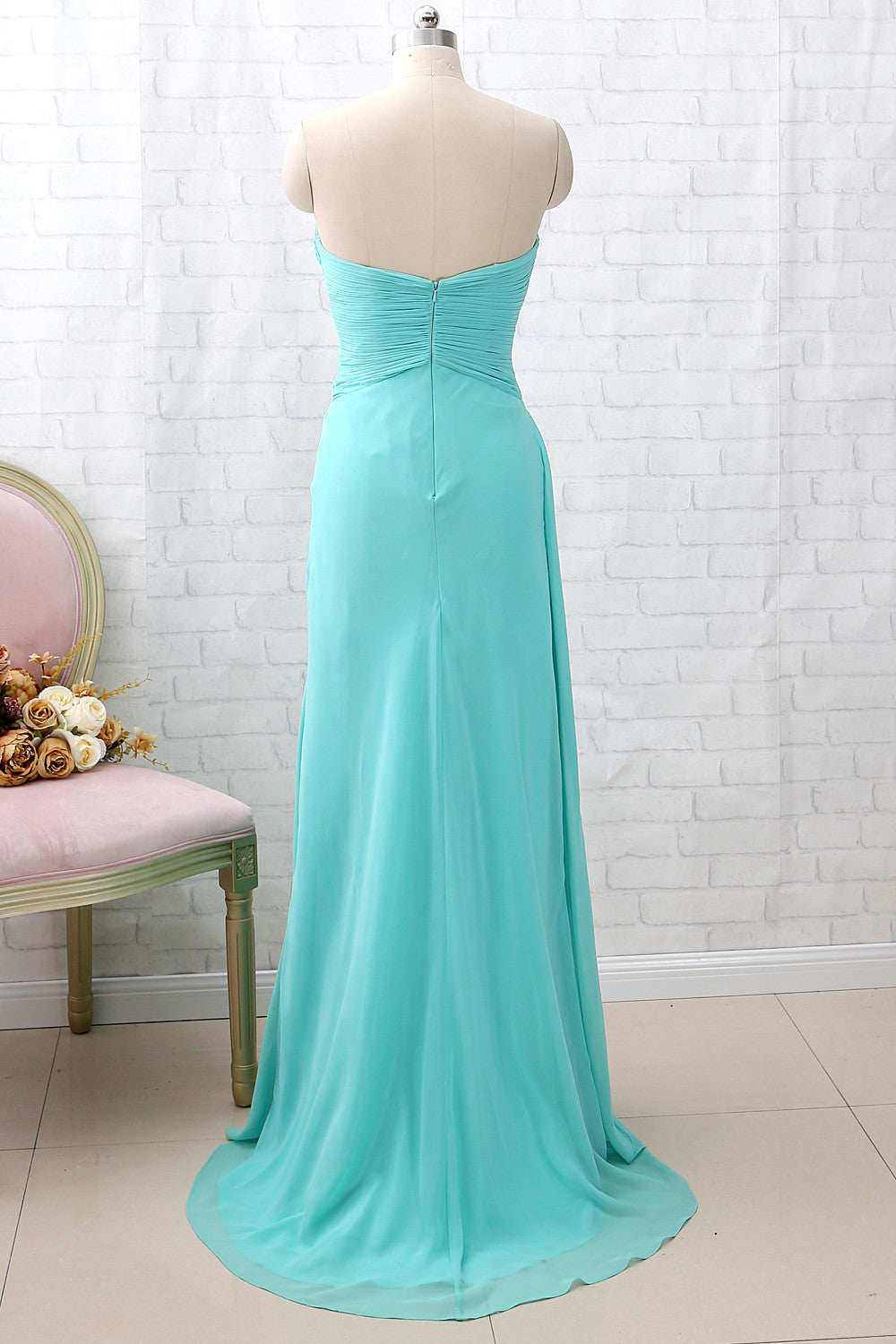 MACloth Strapless Sweetheart Long Chiffon Bridesmaid Dress Wedding Party Dress YuJinXiang Custom Color / Above Knee / US10