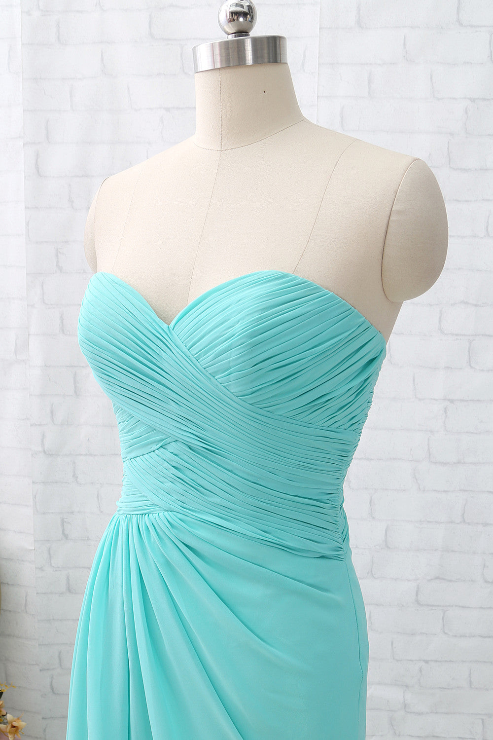 Vestido de dama de honor de gasa largo con escote en forma de corazón y sin tirantes MACloth, vestido de fiesta de boda YuJinXiang