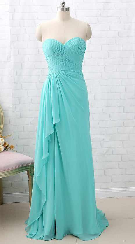 MACloth Strapless Sweetheart Long Chiffon Bridesmaid Dress Wedding Party Dress YuJinXiang