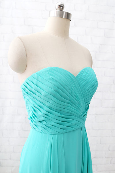 MACloth Strapless Sweetheart Long Turquoise Bridesmaid Dress Wedding Party Dress