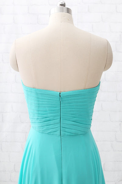 MACloth Strapless Sweetheart Long Turquoise Bridesmaid Dress Wedding Party Dress