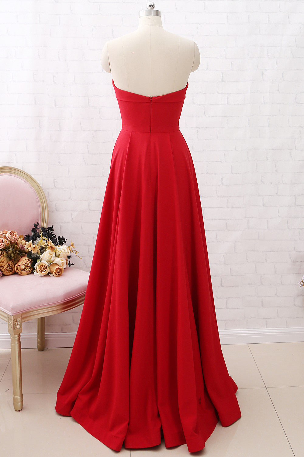 MACloth Strapless Sweetheart Long Prom Dress Red Formal Evening gown w MACloth Strapless Sweetheart Long Prom Dress Red Formal Evening gown w