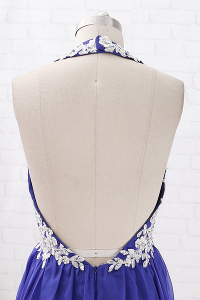 MACloth Halter V Neck Lace Chiffon Short Prom Homecoming Dress Regency Cocktail Dress