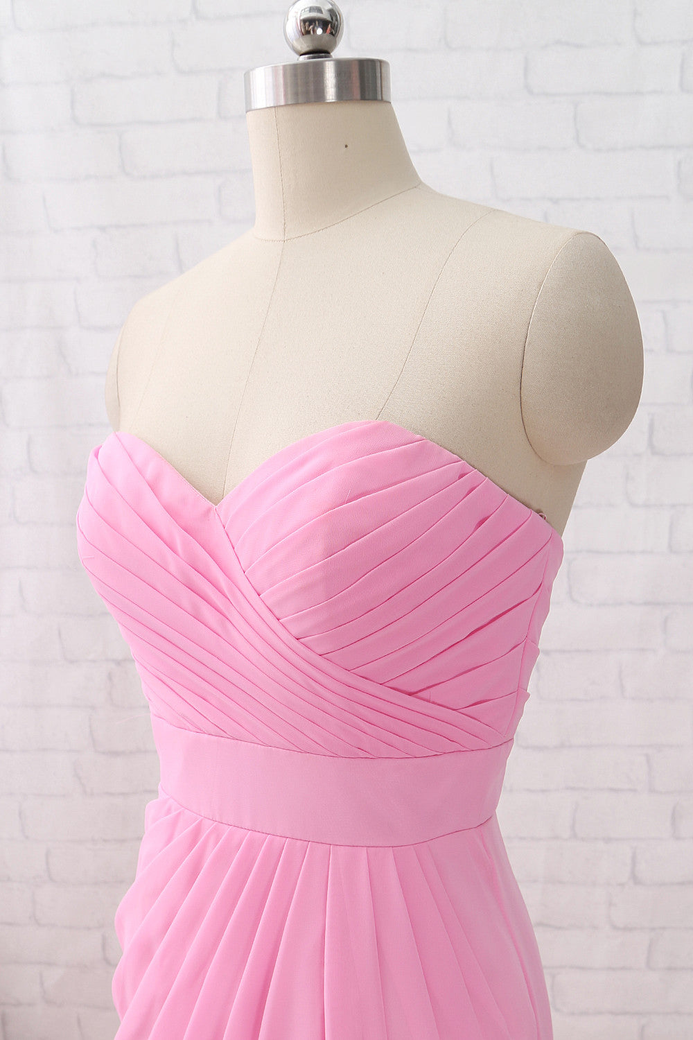 Vestido largo de gasa con escote en forma de corazón y sin tirantes de MACloth para dama de honor, vestido de noche formal