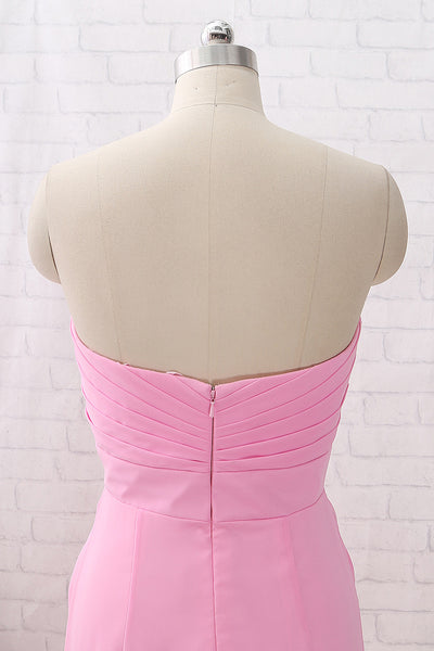 MACloth Strapless Sweetheart Chiffon Maxi Bridesmaid Dress Formal Evening Gown