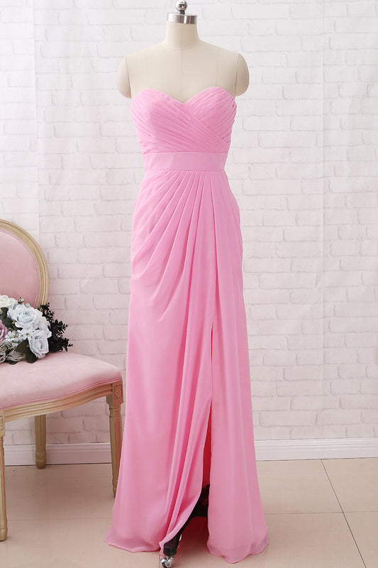 Vestido largo de gasa con escote en forma de corazón y sin tirantes de MACloth para dama de honor, vestido de noche formal