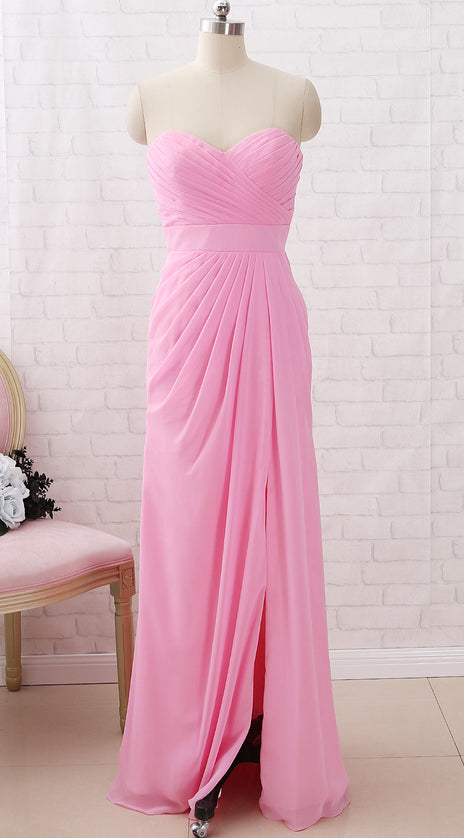 MACloth Strapless Sweetheart Chiffon Maxi Bridesmaid Dress Formal Evening Gown