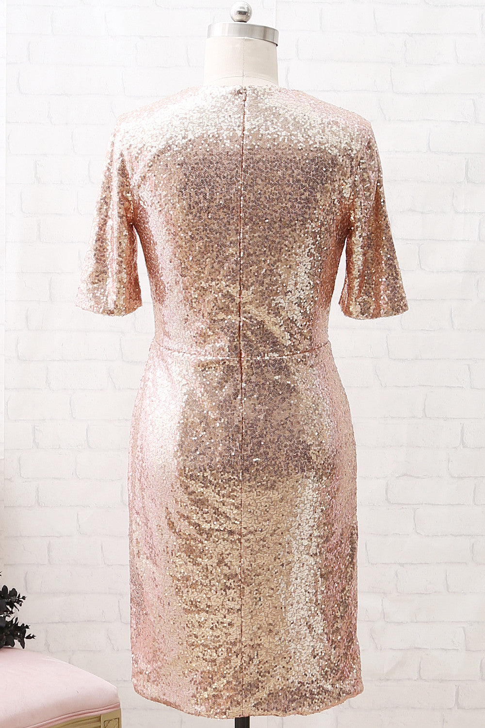 MACloth Short Sleeves V Neck Sequin Short Formal Party Dress Rose Gold Cocktail Dress US24W / Custom Color MACloth Short Sleeves V Neck Sequin Short Formal Party Dress Rose Gold Cocktail Dress US24W / Custom Color
