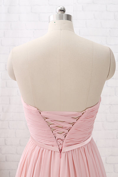 MACloth Strapless Sweetheart High Low Bridesmaid Dress Dusty Pink Wedding Party Dress