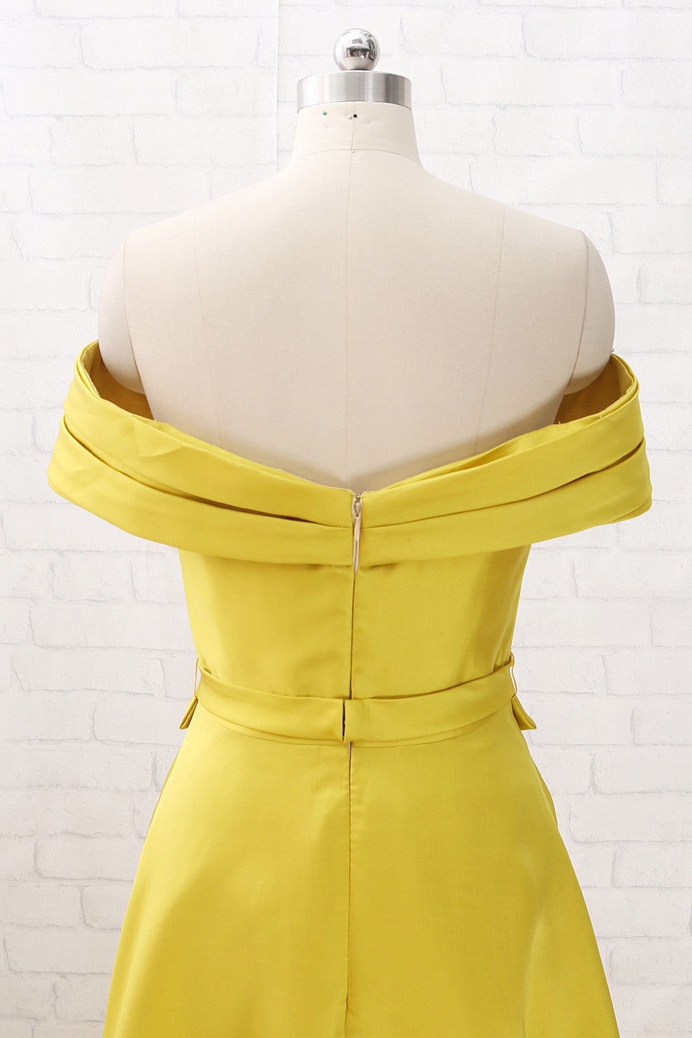 MACloth Schulterfreies A-Linien-Ballkleid, lang, Gelb, formelles Abendkleid