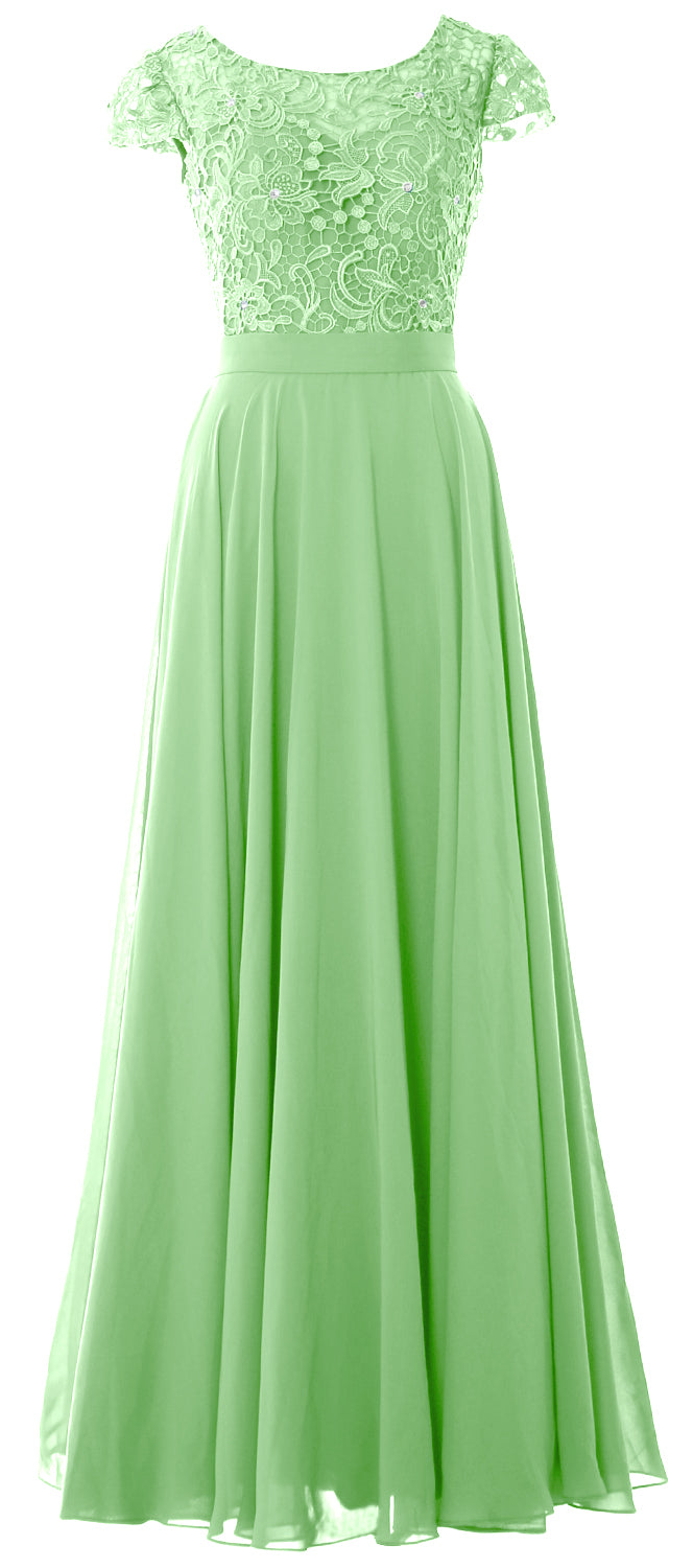 MACloth Damen Kleider für die Brautmutter mit Flügelärmeln, für Hochzeit, Brautjungfer, Probe