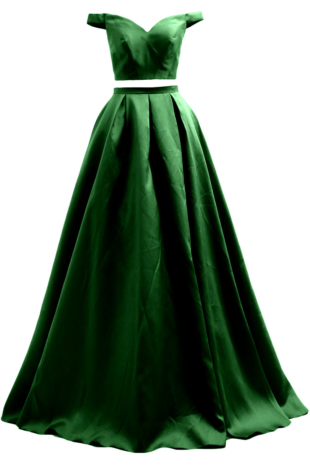 MACloth Women Prom Dresses Two Piece Off Shoulder Formal Evening Ball Gown