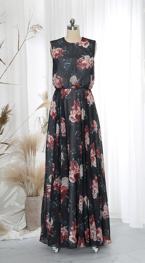 MissJophiel Boat Neckline Floor Length Long Floral Wedding Mother of Bride Dresses