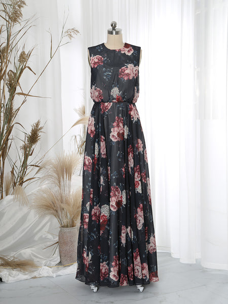 MissJophiel Boat Neckline Floor Length Long Floral Wedding Mother of Bride Dresses