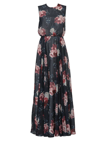 MissJophiel Boat Neckline Floor Length Long Floral Wedding Mother of Bride Dresses