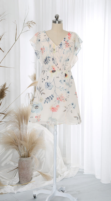MissJophiel Ruffled Short Sleeve Above Knee Mini V Neck Keyhole Wedding Guest Cocktail Casual Summer Dresses