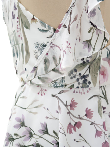 MissJophiel V Neck Halter Short Floral Dresses Cocktail Wedding Party Guest Floral Girls