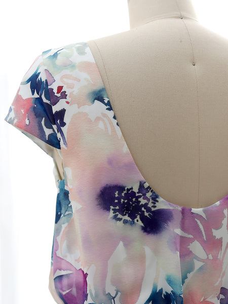MissJophiel V Neck Cap Sleeve Tea Length Semi Formal Wedding Party Guest Bridesmaid Dresses