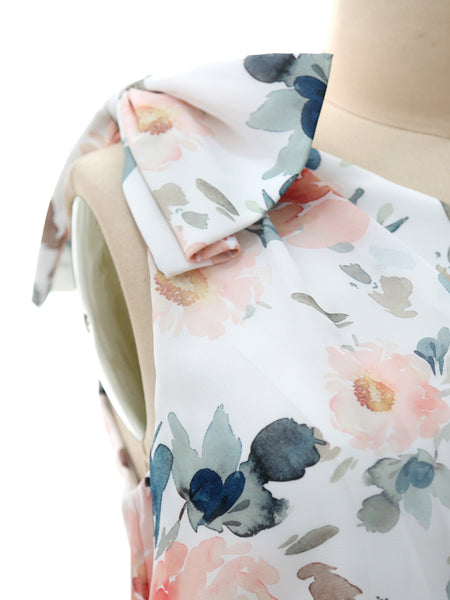 MissJophiel One Shoulder Tea Length Floral Pattern Wedding Party Guest Bridesmaid Dresses