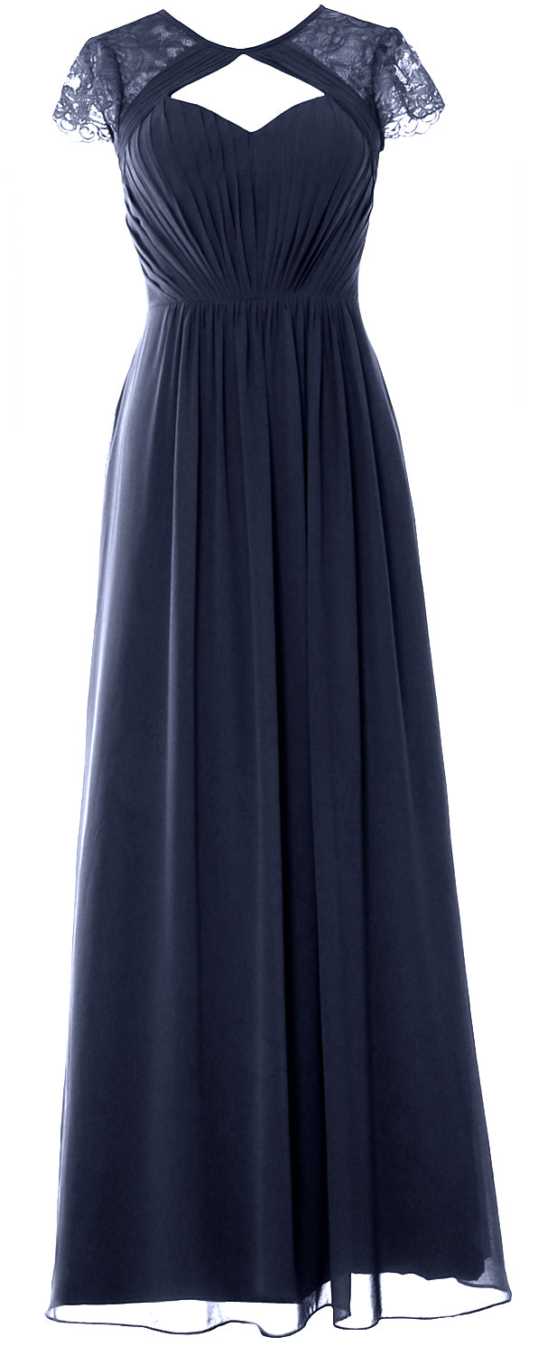 Vestido de dama de honor largo con mangas cortas elegante MACloth 2018 Vestido formal de noche