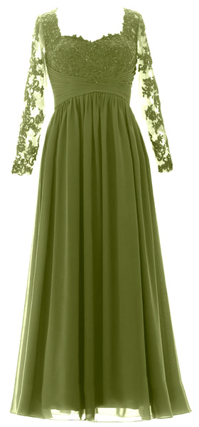 MACloth Women Mother of the Bride Dresses Lace Formal Evening Gown with Sleeves