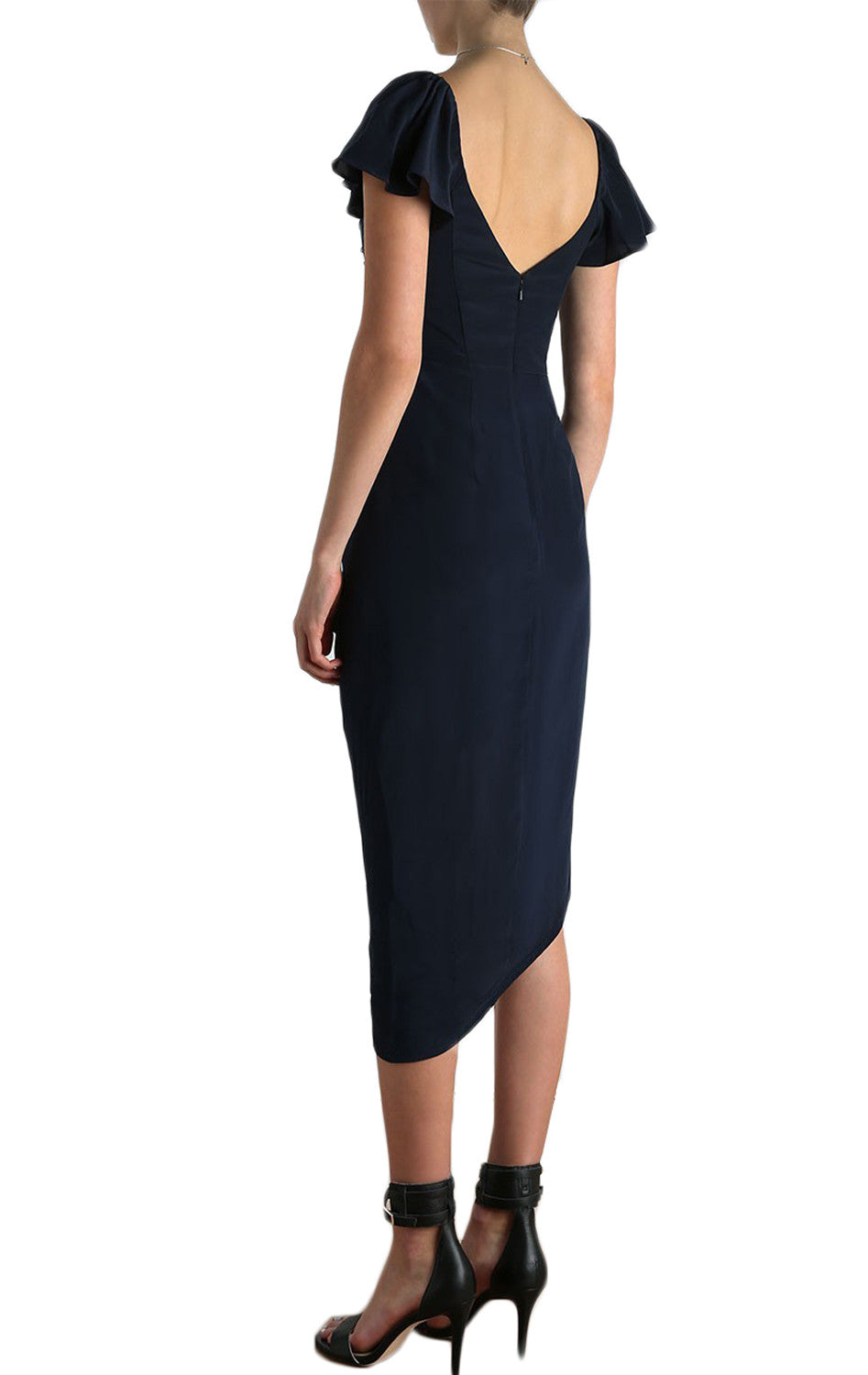 MACloth Cap Sleeves Jersey Midi Cocktail Dress Sexy Formal Gown