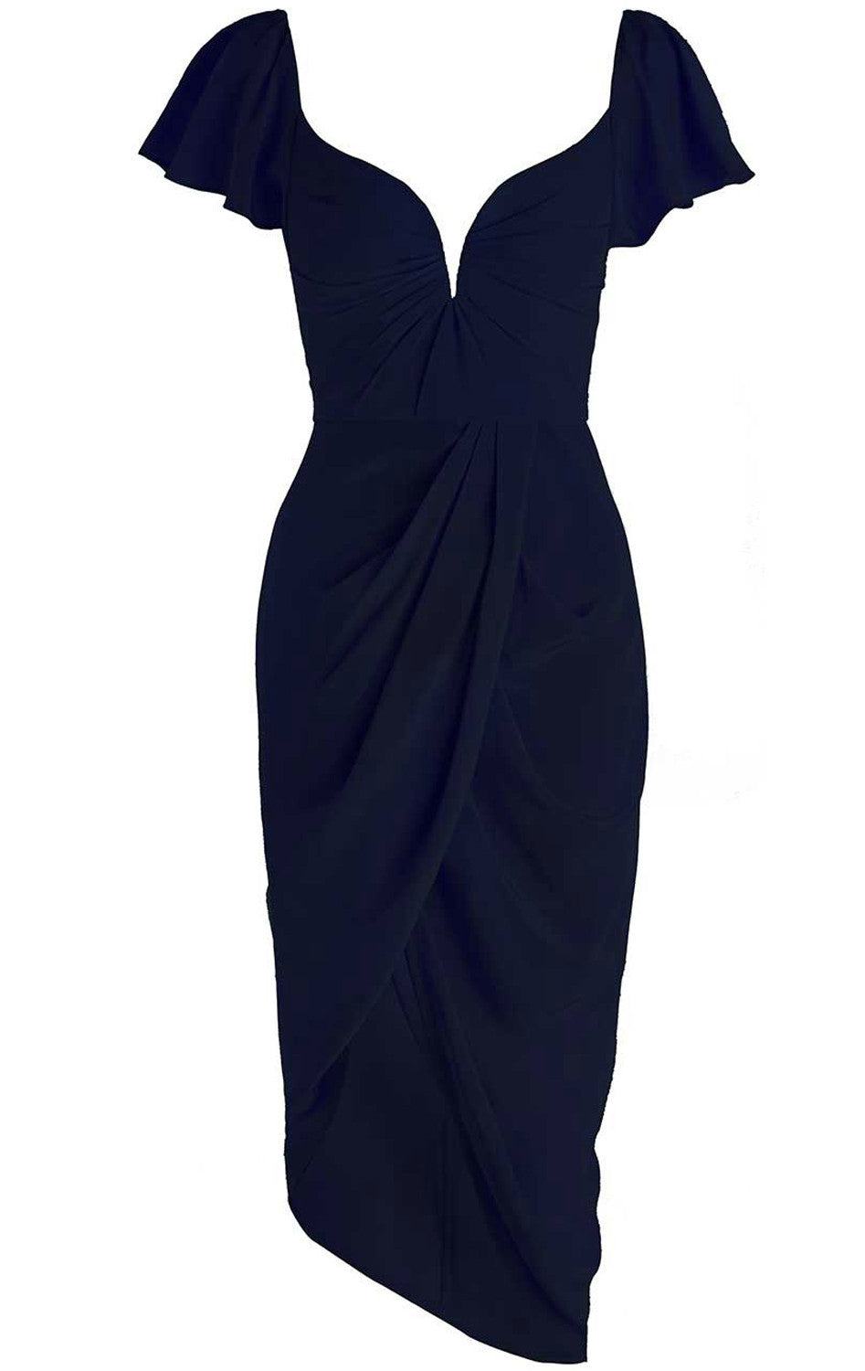 MACloth Cap Sleeves Jersey Midi Cocktail Dress Sexy Formal Gown