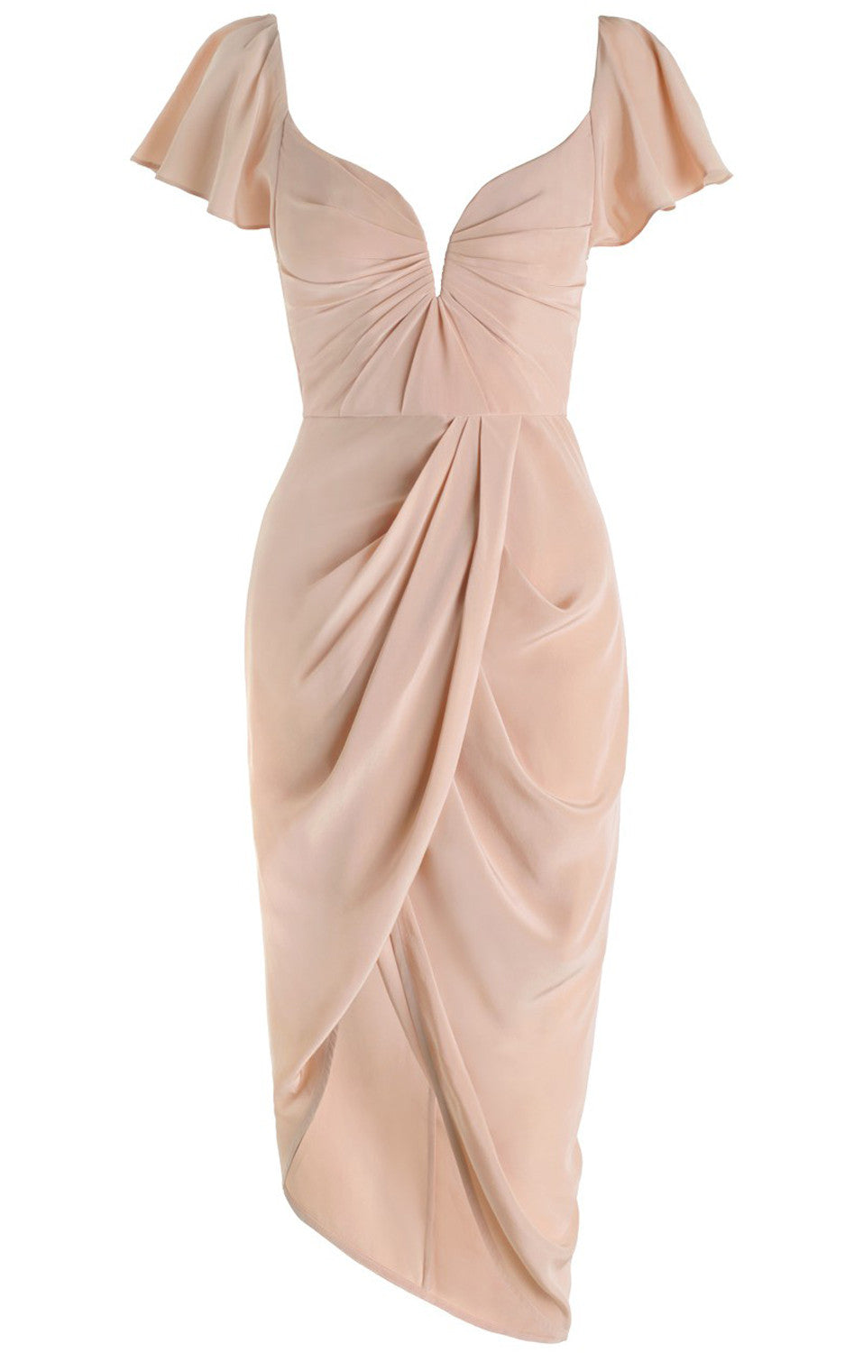 MACloth Cap Sleeves Jersey Midi Cocktail Dress Sexy Formal Gown