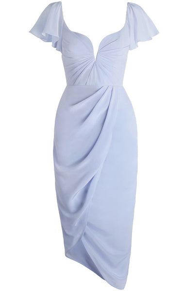 MACloth Cap Sleeves Jersey Midi Cocktail Dress Sexy Formal Gown