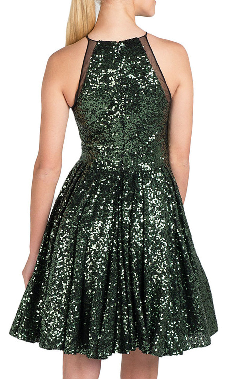MACloth Halter O Neck Sequin Cocktail Dress Short Bridesmaid Dress