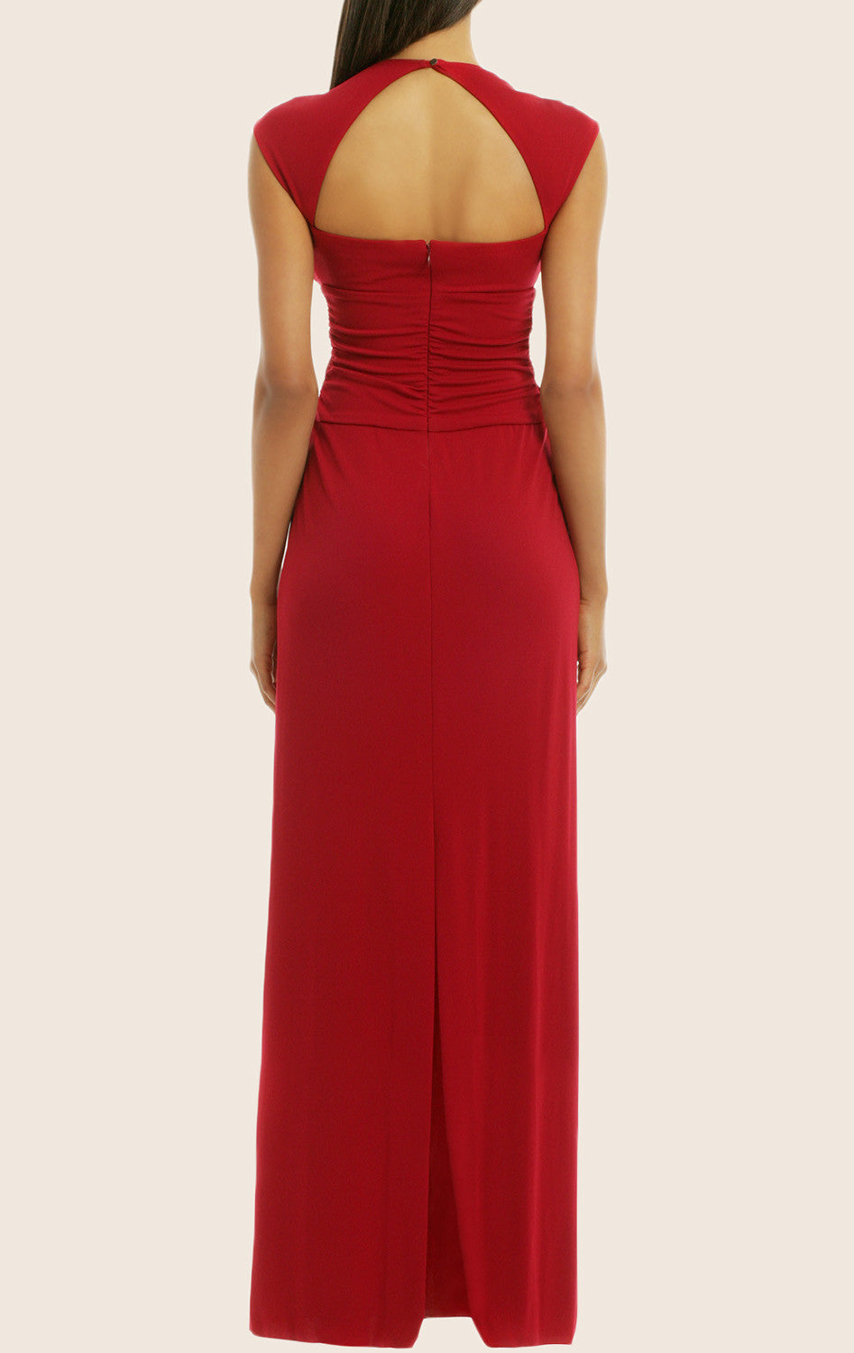 MACloth Cap Sleeves V Neck Jersey Formal Evening Gown Wedding Party Dress