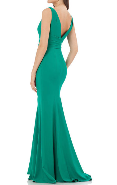MACloth Mermaid Straps V Neck Jersey Turquoise Evening Gown Simple Prom Dress