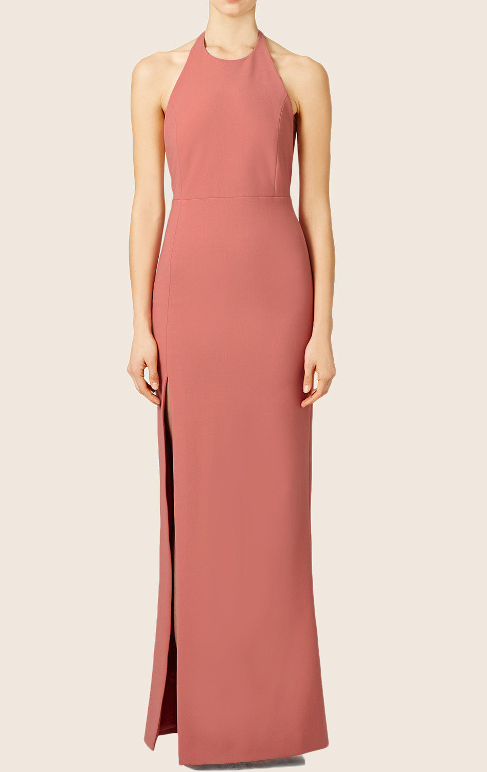 MACloth Halter Jersey Formal Evening Gown With Slit Simple Prom Dress