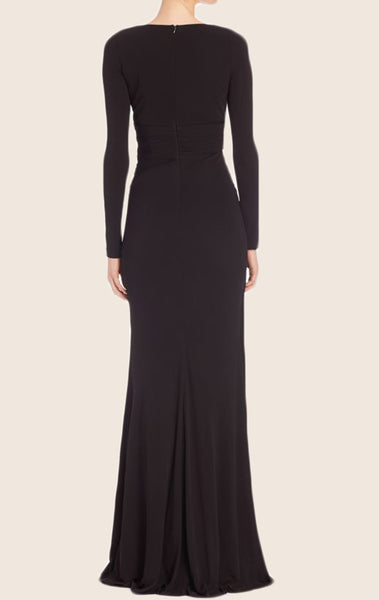 MACloth Long Sleeves V Neck Jersey Evening Formal Gown