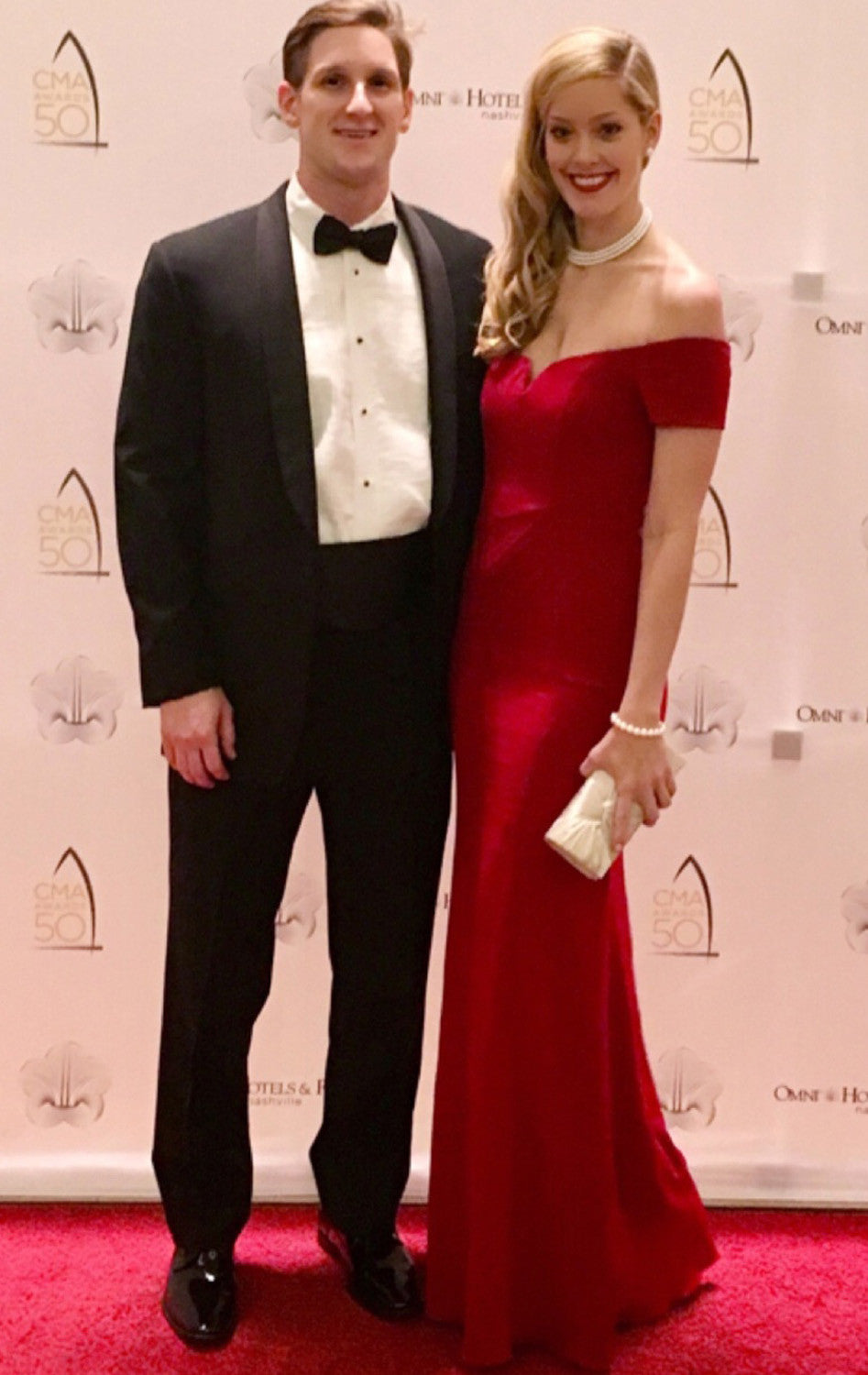 MACloth Schulterfreies Jersey Maxi Abendkleid Rotes Ballkleid