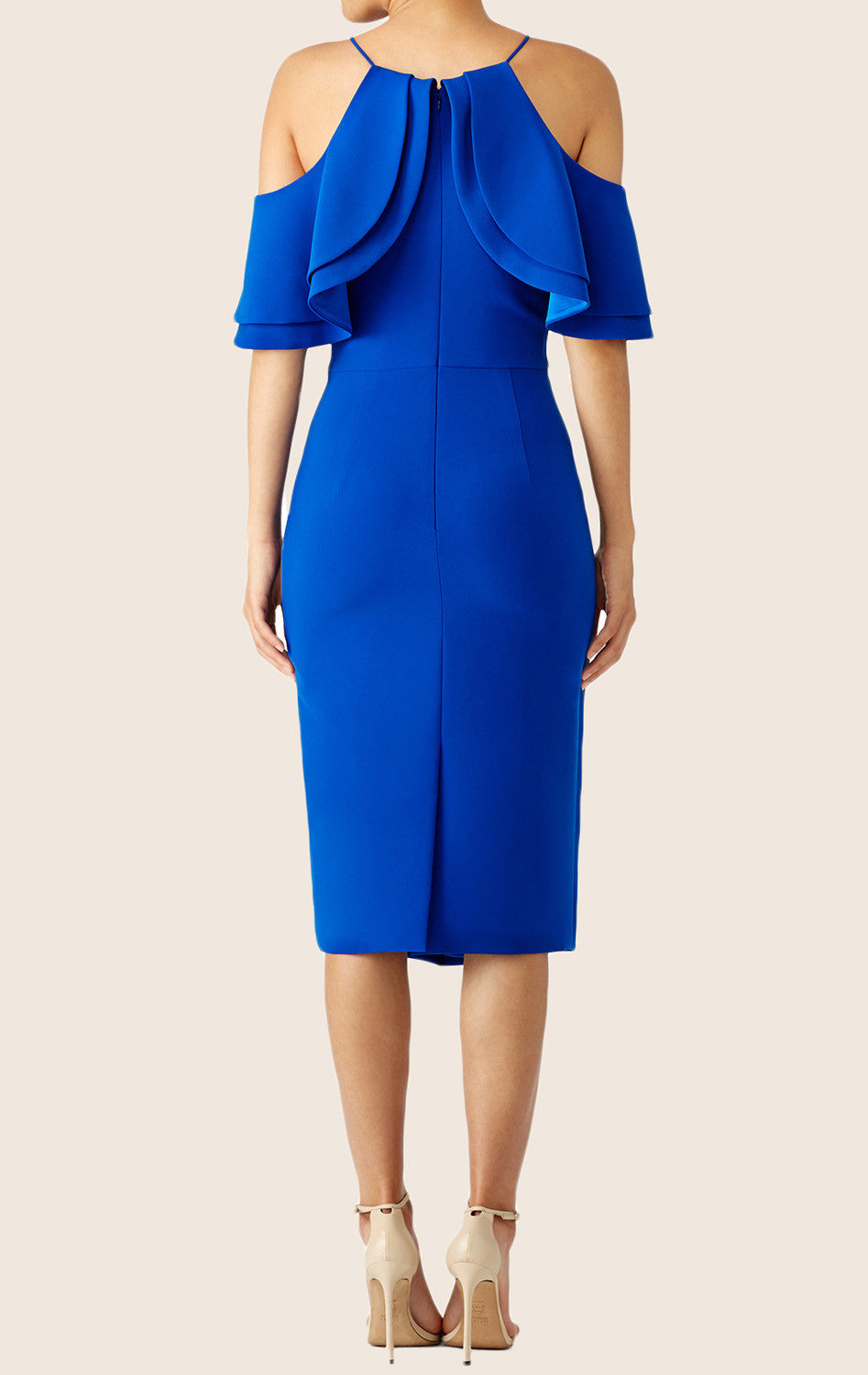 Vestido de cóctel MACloth con hombros descubiertos, vestido formal azul real midi