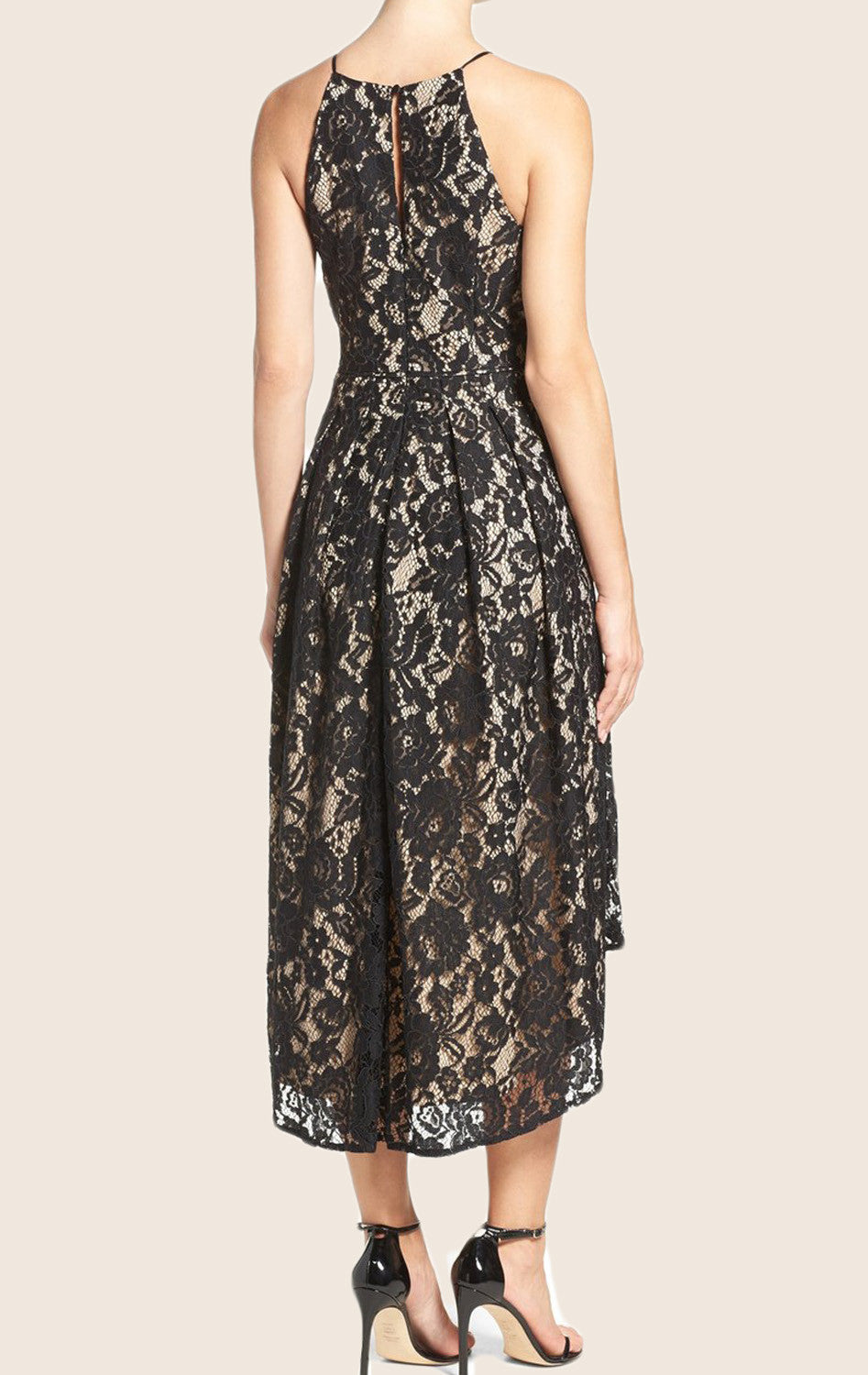 MACloth Halter O Neck High Low Cocktail Dress Black Lace Formal Gown Black/Champagne / Above Knee / Custom Size MACloth Halter O Neck High Low Cocktail Dress Black Lace Formal Gown Black/Champagne / Above Knee / Custom Size