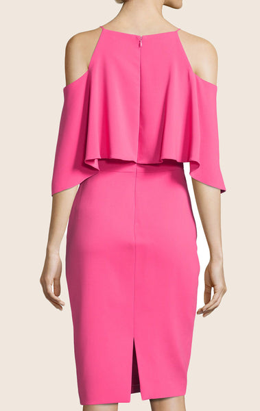 MACloth Off the Shoulder Sheath Jersey Cocktail Dress Midi Pink Formal Gown