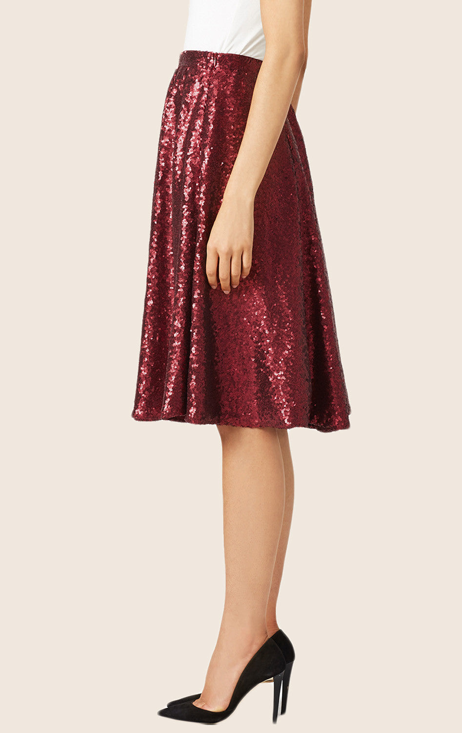 MACloth A Line Knee Length Sequin Skirt Midi Skirt
