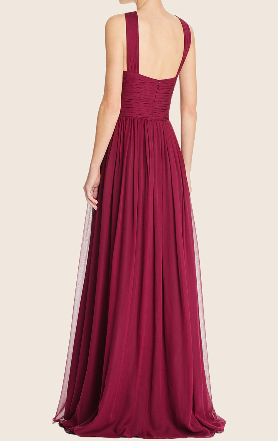 MACloth Neckholder-Chiffon-Maxi-Ballkleid mit Schlitz, Burgunderrot, Abendkleid