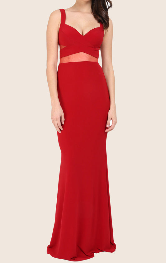 MACloth Two Piece Mermaid Maxi Prom Dress Jersey Red Formal Gown